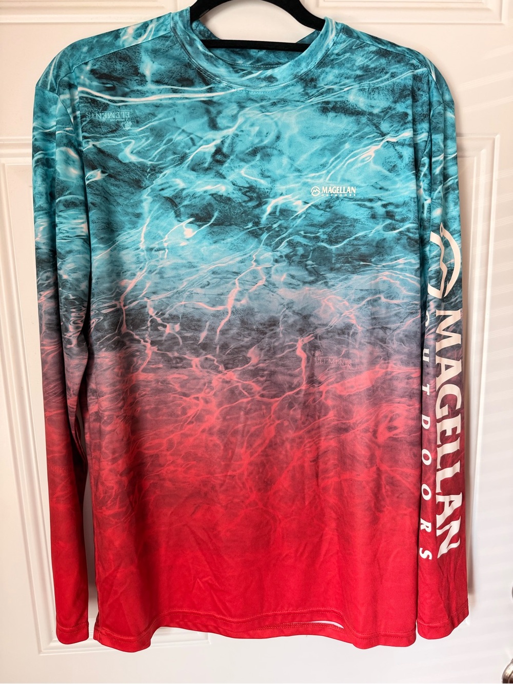 Magellan Outdoors Men's Long-Sleeve Swim Shirt - Teal & Red Ombre